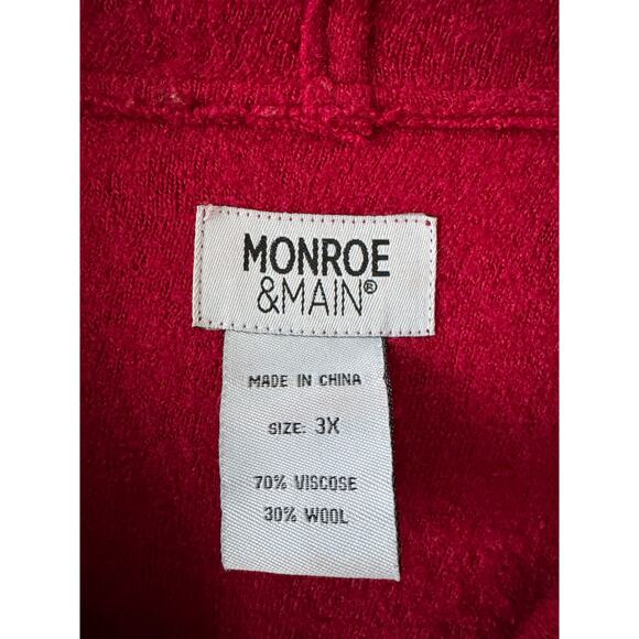 Monroe & Main Wool Blend Hood Coat Jacket Cranberry Red Pink Lagenlook Artsy 3X - Picture 10 of 10